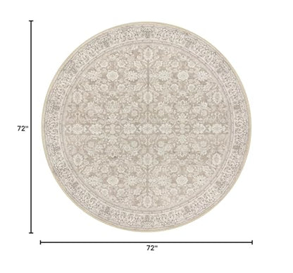 SIILOOM Washable 6ft Circle Round Rug, 6x6 Non-Slip Soft Circular Area Rugs | Cream/Beige/Yellow/White Spill & Stain Resistant Carpet for Living Room Dining RoomUnder Table - color: Cream/Beige/Yellow/White/Grey, size: 6' (Round)