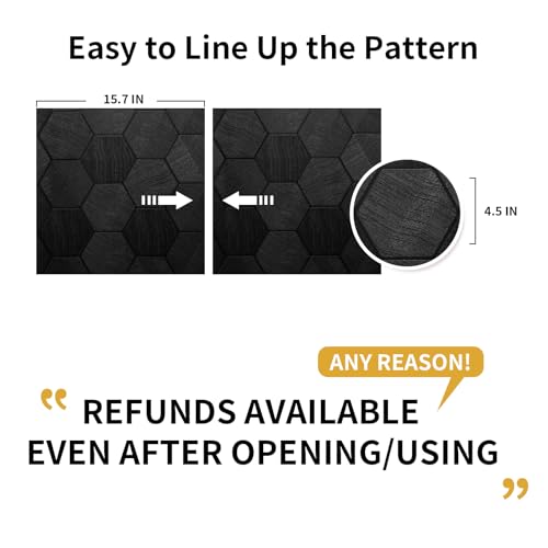 Self Adhesive Black Peel and Stick Wallpaper 15.7" X 78" 3D Hexagon | Geometric Embossed Contact Paper Removable Easy Peel Off Wallpaper Textured Wall Paper for Cabinet Bedroom - color: Black, size: 15.7" x 78"