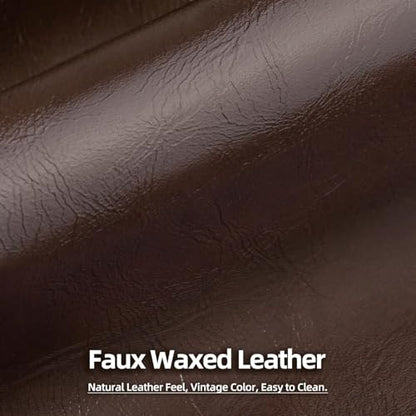 HALLYBEE 85" Futon Faux Leather Couch with Adjustable Armrests Coffee Brown | Futon Sofa Bed, Sleeper Sofa, Small Couch with Pillows, Side Pockets, Mid Century Modern, Living Room, Bedroom, Apartment - color: Coffee Brown