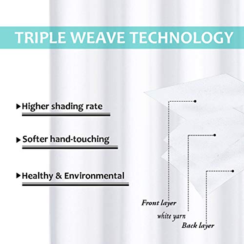 NICETOWN White 100% Blackout Lined Curtain, 2 Thick Layers Completely Blackout Window Treatment Thermal Insulated Drape for Kitchen/Bedroom (1 PC, 37 inches Width x 63 inches Length Each Panel) - color: Pure White, size: 37"W x 63"L (Pack of 1)
