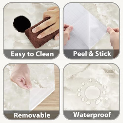 Beige Marble Contact Paper Peel and Stick for Countertops Walls | Cream White Marble Wallpaper Removable Countertop Contact Paper Waterproof for Cabinets Kitchen Bathroom Table 15.7"×78.7" - color: Cream