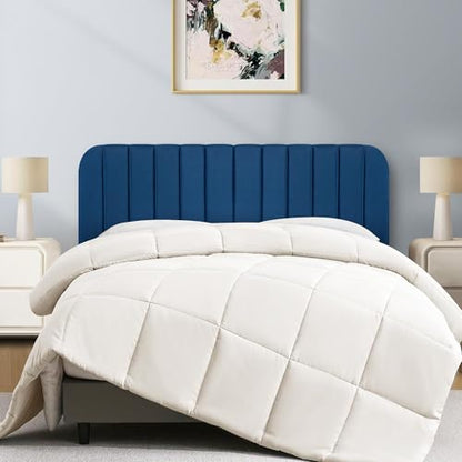 Queen Headboard Only - Upholstered Headboard for Bed, Easy Assembly, Velvet Covered Sponge, Place Between Bed & Wall, Adjustable Metal Legs with Non-Slip Pads, Blue - color: Blue, size: Queen