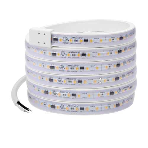 Maxxima 84 in. Hardwired LED Under Cabinet Strip Light, 3200 Lumens, 3000K | Warm White, Kitchen and Living Room 120V White Cove Lighting, No Power Supply Needed - size: 84 Inch