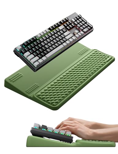 Vaydeer Extra-Large Wrist Rest with Keyboard Stand, Ergonomic Wrist Support Pad, Soft Memory Foam Wrist Cushion for Mechanical 100% Full-Size Keyboard, Carpal Tunnel Pain Relief, Green - color: Olive Green, size: Extra Large Wide