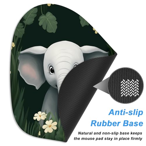 Rimilak Small Mouse Pad 6 x 7 Inch, Irregular Mini Mouse Pad with Non-Slip Rubber Base, Waterproof Compact Mouse Mat for Laptop Computer Wireless Mouse Keyboard Home Office Travel, Cute Elephant - color: Cute Elephant, size: 7L x 6W inches