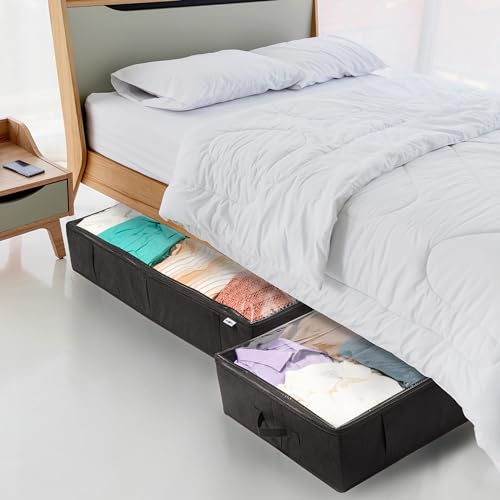 StorageExpert Under Bed Storage Containers, Closet Organizer, Black, 4 Pack | Under Bed Storage, Foldable Fabric, Large Capacity, Dustproof, Clothes Storage, Blanket Storage, Toy Organizer, Space Saving - color: Black, size: 4 Pack