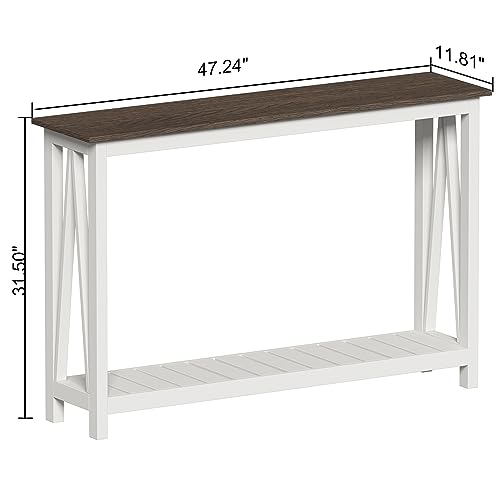 ChooChoo Farmhouse Console Table, Narrow Sofa Table for Entryway, 47 Inch | Rustic Entryway Table for Living Room, Hallway, White - color: White, size: 11.8"D x 47.2"W x 31.5"H