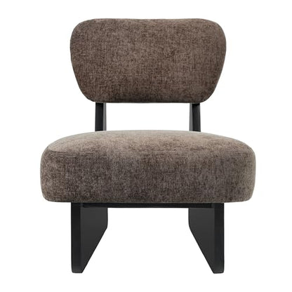 Christopher Knight Home Mores Low Profile Accent Chair Set of 2, Modern Living Room Armless Lounge Chair, Fabric Comfy Reading Chair for Bedroom, Wooden Frame and Thick Padded Seat, Black+Dark Brown - color: Black+dark Brown