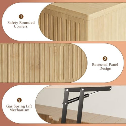 Coffee Table with Lifting Top,Wooden Fluted Coffee Table with Hidden Storage Space,2 Open Storage Compartments,Solid Wood Legs,Suitable for Living Room,Apartment,Office. (C-Lift Coffee Table-Oak) - color: C-lift Coffee Table-oak