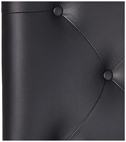 Baxton Studio Myra Modern and Contemporary Queen Size Black Faux Leather Upholstered Button-Tufted Scalloped Headboard - color: Black, size: Queen