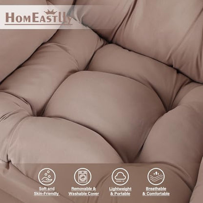 Lazy Chair, Comfy Reading Accent Chair for Bedroom, Khaki | Comfy Bedroom Accent Chair with Washable Removable Cover and extra throw pillowfor Living Room Dorm - color: Khaki-single