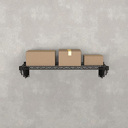 14" x 36" Black Epoxy Wire Wall Mount Shelf - color: Black, size: 14" x 36"