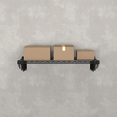 14" x 36" Black Epoxy Wire Wall Mount Shelf - color: Black, size: 14" x 36"