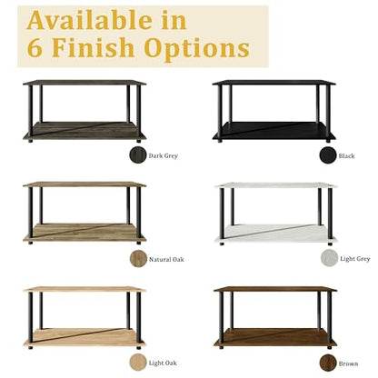 Coffee Table with Open Storage Shelf, Modern Design, Dark Grey - color: Dark Grey