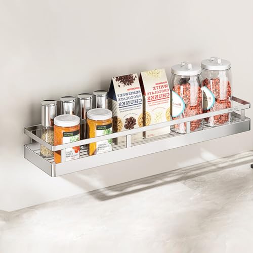 2PCS Kitchen Spice Rack, SUS304 Stainless steel Wall Mount Storage Rack, Seasoning Container, 19.7Inch Spice Organizer, Kitchen Seasoning Hanging Rack, Bathroom Shelf for Storing Toiletries - size: 19.7Inch 2PC