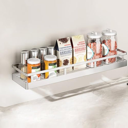 2PCS Kitchen Spice Rack, SUS304 Stainless steel Wall Mount Storage Rack, Seasoning Container, 19.7Inch Spice Organizer, Kitchen Seasoning Hanging Rack, Bathroom Shelf for Storing Toiletries - size: 19.7Inch 2PC