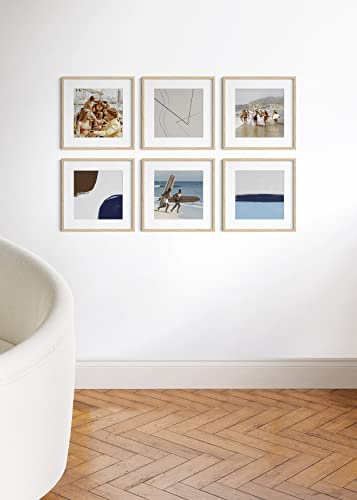 HAUS AND HUES Beige Oak Wood 16x16 Picture Frames - Set of 15, Square Frames with Mat, Premium Frames for Wall Art and Display (16x16 in, Beige, Set of 15) - color: Beige Oak, size: 16x16 in, style: Set of 15