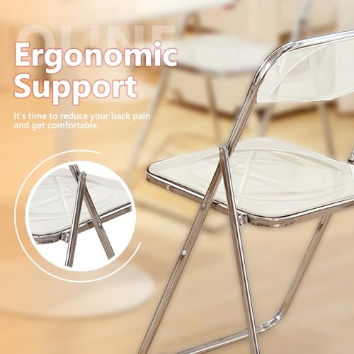 JPBSTO 4 Pack White Plastic Folding Chairs - Family Dining Set Stackable for Kitchen, Picnic, Casual Dining (300lb Capacity) - color: White, size: 4-Pack