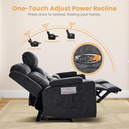 Power Reclining Sofa with 4 LED Lights, Bluetooth Speaker, Power Reclining Loveseat with Drop Down Table,Outlets, 3-Seater Recliner Sofa with Arm/Seat Storage(Grey, Loveseat with Console) - color: Grey, size: Loveseat with Console