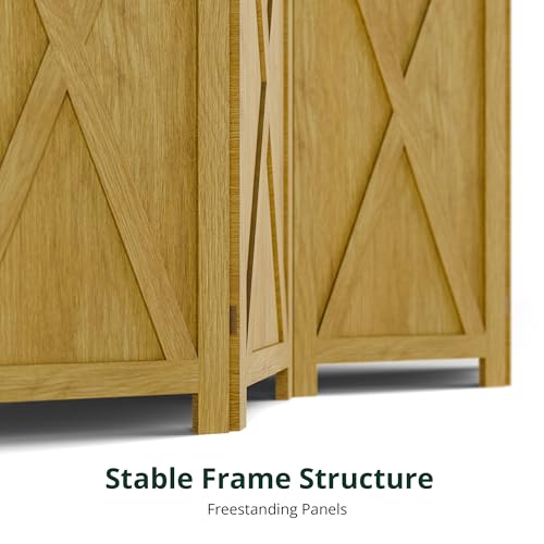 4 Panel Folding Room Divider, Solid Wood Privacy Screen, Freestanding Partition Wall, Temporary Wall for Home/Office/Bedroom/Restaurant, Natural - color: Natural