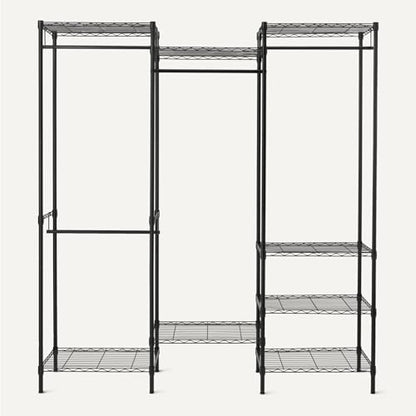 Amazon Basics Closet Organizer, Metal Rack with Shelves and Hanging Rod, 70" W x 18" D x 76" H, Black - size: 70W x18D x 76H inch
