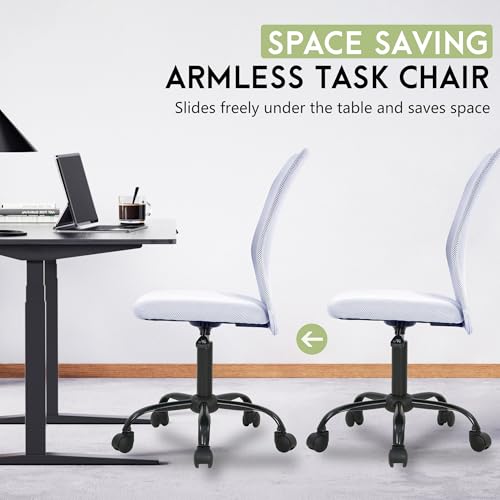 BestOffice Ergonomic Office Chair Desk Chair Mesh Computer Chair Armless Back Support Modern Executive Rolling Swivel Chair with Lumbar Support (White) - color: White