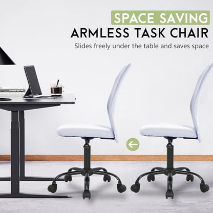 BestOffice Ergonomic Office Chair Desk Chair Mesh Computer Chair Armless Back Support Modern Executive Rolling Swivel Chair with Lumbar Support (White) - color: White