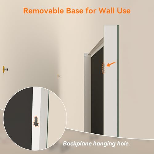 Hasipu 71" x 32" Large Full Length Rolling Mirror with Wheels, White | Tempered glass, sturdy metal frame, smooth rolling casters, removable stand, ideal for gym, bedroom, dance studio & yoga. - size: 71"L x 32"W