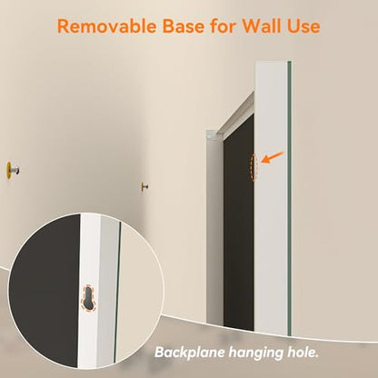 Hasipu 71" x 32" Large Full Length Rolling Mirror with Wheels, White | Tempered glass, sturdy metal frame, smooth rolling casters, removable stand, ideal for gym, bedroom, dance studio & yoga. - size: 71"L x 32"W