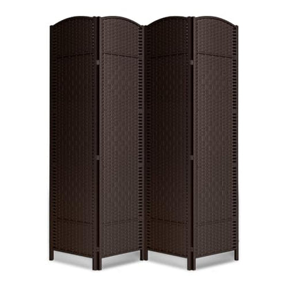 4 Panel Folding Room Divider,Woven Privacy Screen,Chocolate | Solid wood frame, handcrafted diamond pattern, 6FT tall, extends to 63 inches wide, no assembly required - color: Chocolate, size: 4-Panel