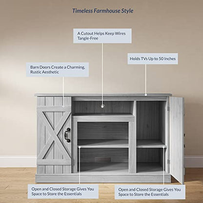 BELLEZE 47 Inch TV Stand & Media Entertainment Center TV Cabinet with Storage for TVs up to 50 Inch Console Table with Open Storage Shelves & Cabinets, Sargent Oak - color: Sargent Oak, style: 47"