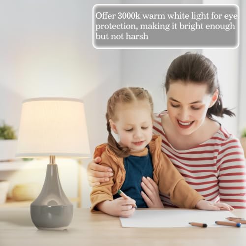 18" Table Lamp Set of 2, Ceramic Table Lamp Classic Beside Lamps Nightstand Lamp Modern Lamp for Living Room, Bedroom & Office Rocker Switch Grey-LED Bulbs Included - color: 18.63" Grey