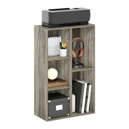 Furinno LUDER Book Shelf, 5-Cube Bookshelf, Reversible Bookcase, 9.4 x 19.5 x 31.5, Easy Assembly, for Living Room, Bedroom, Home Office, French Oak - color: French Oak, size: 5-Cube