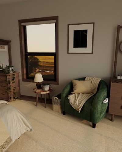 Accent Chair, Velvet Barrel Chairs, Comfy Round Club Armchair with Soft Cushion for Living Room, Bedroom, Reading, Waiting Room, Green - color: Green