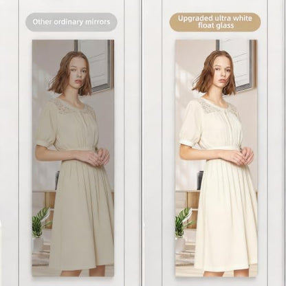 Full Length Mirror 47"x16", Door Mirror Over the Door Hanging or Wall Mounted, Full Body Shatterproof Mirrors with Aluminum Alloy Frame, for Bedroom, Living Room, Cloakroom, White