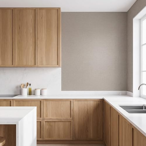 WADILE Grasscloth Peel and Stick Wallpaper 15.7in x 78.7in Gray Yellow | Textured contact paper, Faux linen, Vinyl material, Cabinets, Self adhesive - color: Gray Yellow, size: 15.7" x 78.7"