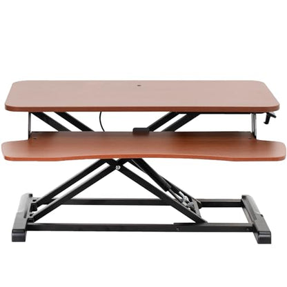 VIVO 32 inch Desk Converter, K Series, Height Adjustable Sit to Stand Riser, Dual Monitor and Laptop Workstation with Wide Keyboard Tray, Dark Walnut Top, Black Frame, DESK-V000KA | Height Adjustable, Stand Up Desk Riser, Wide Keyboard Tray, Dual Monitor