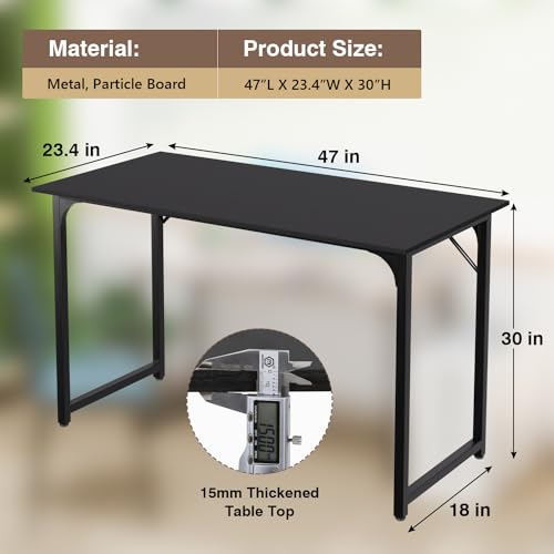 FDW 47 inches Computer Desk/Home Office Desk/Writing Study Table/Modern Simple Style PC Desk with Metal Frame,Black - color: Black, size: 47 Inches