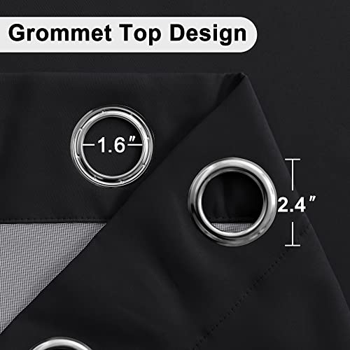 XWZO Black Blackout Curtains 2 Panels with Tiebacks- Heat and Full Light Blocking Window Panels with Grommets for Bedroom/Basement, 54 Inches Long Thermal Insulated Draperies, W38 x L54, Set of 2 - color: Black, size: 38"W x 54"L (Pack of 2)