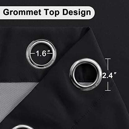 XWZO Black Blackout Curtains 2 Panels with Tiebacks- Heat and Full Light Blocking Window Panels with Grommets for Bedroom/Basement, 54 Inches Long Thermal Insulated Draperies, W38 x L54, Set of 2 - color: Black, size: 38"W x 54"L (Pack of 2)