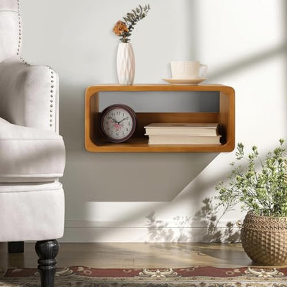 Floating Nightstand, Wall Mounted Bedside Shelf, Handmade Bedroom Furniture,Pine Wood Floating Bedside Table, Minimalist and Unique Style 18”x 10”x 7.5” Walnut - color: Walnut