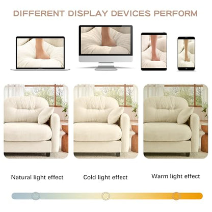 Modular Loveseat Sofa Mini Couch with Premium Chenille Fabric and Tufted Pleated Backrest Flexible Small Couch for Bedroom and Living Room Ergonomic 2-Seater Sofa for Adults and Compact Spaces (Beige) | Sturdy & Durable - color: Beige