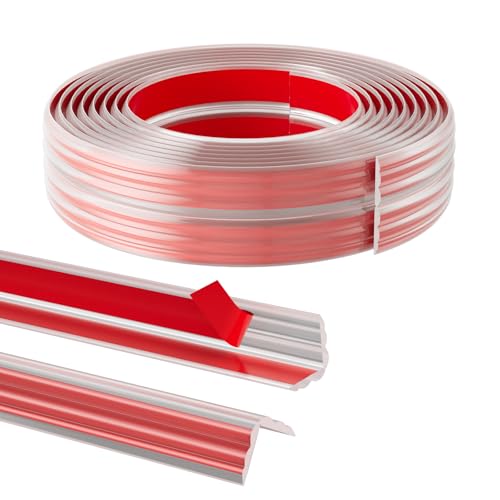 40FT Flexible Wall Corner Protector Moulding Trim, Peel and Stick Inside & Outside Wall Corner Guards Edge Protector,Self Adhesive Molding Trim Strip for Edge Ceiling - color: Transparent, size: 1.6in x 40ft