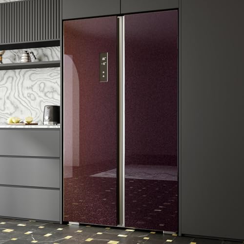 CRE8TIVE Plum Burgundy Gold Glitter Wallpaper Stick and Peel Vinyl 12"x80" | Shimmer Iridescent Holographic Glitter Contact Paper, Waterproof, Self Adhesive, Glossy Purple Wallpaper for Bathroom Bedroom - color: Plum Burgundy Gold, size: 12" x 80"