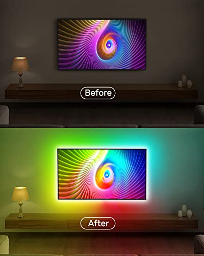 Daymeet LED Strip Lights RGBIC 16.4FT, LED Lights for TV for 55-85 inch TV Led Backlight Rainbow Color Changing Led TV Lights, USB Powered Music Sync Bluetooth APP Control with Remote for Room Bedroom - color: Dreamcolor, size: 16.4FT for 45"-85"TV