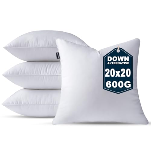20 x 20 Pillow Inserts Set of 4 Down Alternative Throw Pillow Inserts Large Fluffy Decorative Pillow White Square Pillows Stuffing for Living Room Couch Bed Sofa Interior Cushions - size: 20 X 20 Inches Set of 4