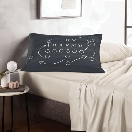 American Football Throw Pillow Covers Tactics Chalk Blackboard Drawing Lumbar Pillow Cover 12x20 Inch Set of 2 Soccer Theme Pillowcase Rectangle Cushion Cases for Bed Sofa - color: Black, size: 20" x 12" (Pack of 2)