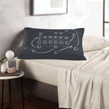 American Football Throw Pillow Covers Tactics Chalk Blackboard Drawing Lumbar Pillow Cover 12x20 Inch Set of 2 Soccer Theme Pillowcase Rectangle Cushion Cases for Bed Sofa - color: Black, size: 20" x 12" (Pack of 2)