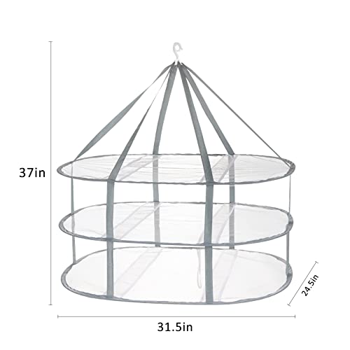 3-Tier Folding Mesh Clothes Hanging Dryer, Sweater Drying Rack, Large Laundry Drying Rack, Lay fold Flat Dry Hanger, Mesh Clothes Hanging Dryer - XL(3Tier) - size: XL(3Tier)