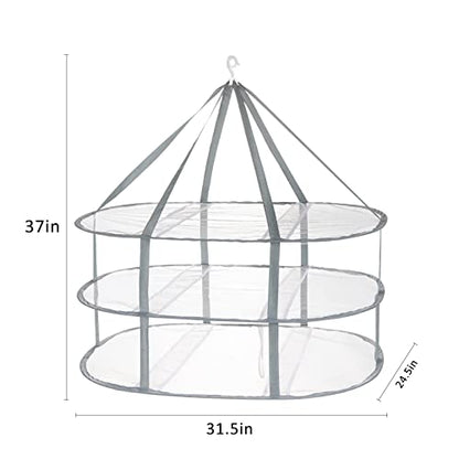 3-Tier Folding Mesh Clothes Hanging Dryer, Sweater Drying Rack, Large Laundry Drying Rack, Lay fold Flat Dry Hanger, Mesh Clothes Hanging Dryer - XL(3Tier) - size: XL(3Tier)